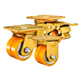 3" 4" 5" 6" 8" 10" 12" 2 Ton Twin Wheels Design Caster Steel /PU Double Caster AGV Wheel Robot Wheel