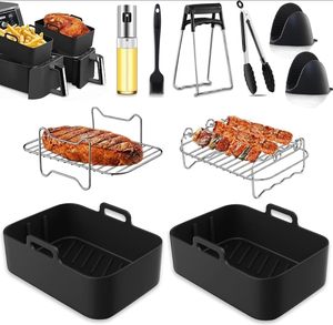 Wholesale 11PCS Square Silicone Air Fryer Accessories Set Eco-Friendly Oven Safe Air Fryer Liners - Product Image 1