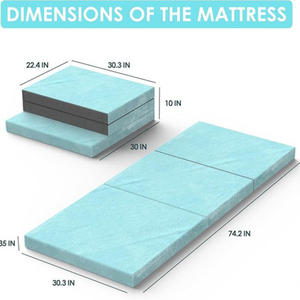 <span class=keywords><strong>Matelas</strong></span> de camping lit pliant 3 pouces <span class=keywords><strong>matelas</strong></span> en mousse à mémoire de forme à trois volets avec <span class=keywords><strong>housse</strong></span> lavable, tapis de fond antidérapant pour les voyages en voiture - Product Image 2