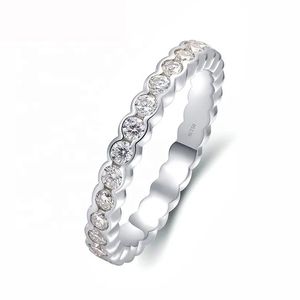 Xinfly Pure 18K Solid White <b>Gold</b> Real Diamond Wedding <b>Ring</b> AU750 Row Full Genuine Diamond Group <b>Set</b> - Product Image 1