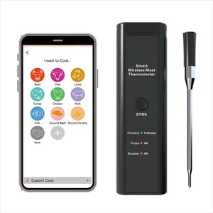 2024 Newest Smart Design Wireless Cooking Bbq Grilling Probe Meat Thermometer With Bluetooth