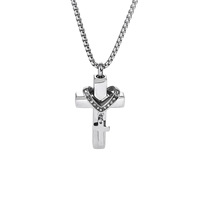 Collier pendentif multi-styles en acier inoxydable avec flacon de parfum croix panda, unisexe, créatif, polyvalent, bijou de mode pour couple, cadeau