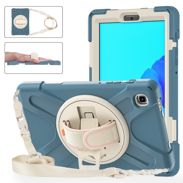 Full Protective Plastic Rugged Shockproof Tablet Case with Shoulder Strap Heavy Duty for for Tab A7 Lite T220/T225