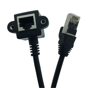 Cable de extensión de red Rj45, adaptador de ángulo recto de 1m para ordenador con soporte para montaje en pared - Product Image 3