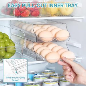 Caja de Almacenamiento de Huevos Transparente Rectangular de Plástico Moldeado por Inyección, Cesta Apilable para Refrigerador, Conservación de Frescura, 3-6L - Product Image 6