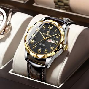 Montre-bracelet pour homme Binbond 43 mm en cuir, mouvement à quartz, étanche, lumineuse, date, double calendrier, vente en gros - Product Image 6