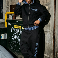 Ensemble de survêtement unisexe personnalisé avec logo imprimé, pantalon de jogging à double taille et sweat à capuche, style streetwear color block