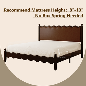<span class=keywords><strong>Cama</strong></span> Americana Vintage <span class=keywords><strong>de</strong></span> <span class=keywords><strong>Madera</strong></span> Maciza <span class=keywords><strong>de</strong></span> 1.8m para Dormitorio Principal, <span class=keywords><strong>Cama</strong></span> <span class=keywords><strong>de</strong></span> Matrimonio <span class=keywords><strong>con</strong></span> Cabecero Ondulado Tallado, <span class=keywords><strong>Respaldo</strong></span> Acolchado Suave y Patas Antideslizantes Silenciosas - Product Image 3