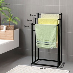 Accessori per il <span class=keywords><strong>Bagno</strong></span>: Portasciugamani a 3 Ripiani in <span class=keywords><strong>Acciaio</strong></span>, Design Moderno per Hotel, Colore Nero - Product Image 2
