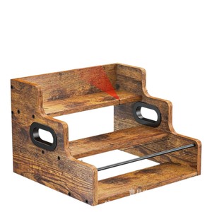 Wooden Multi Functional Storage Rack 3 Tier Rectangle Standing Type For <b>Wine</b> Coffee Syrup Spice - Product Image 3