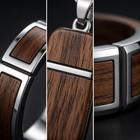 Collar Geométrico de Acero Inoxidable 316L con Incrustaciones de Madera, Estilo Minimalista, Regalo para Padrinos de Boda, Compatible con ODM, Venta al Por Mayor de Fábrica Personalizada