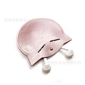 Sac de rangement personnalisé en cuir pour écouteurs, organiseur de câbles de données pour écouteurs, porte-monnaie, cadeau gratuit. - Product Image 1