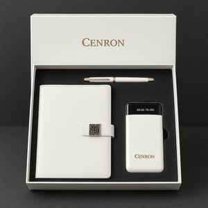 Classic Corporate Gift Bundle, <b>Refillable</b> Diary, Metal <b>Pen</b> and Smart Display Power Bank, Custom Gold Foil Logo Available - Product Image 2
