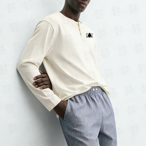 Camisas de Manga Larga para Hombre, Nueva Llegada, 100% Algodón, Corte Holgado, Tres Botones, Estampado Personalizado, Color Sólido - Product Image 4