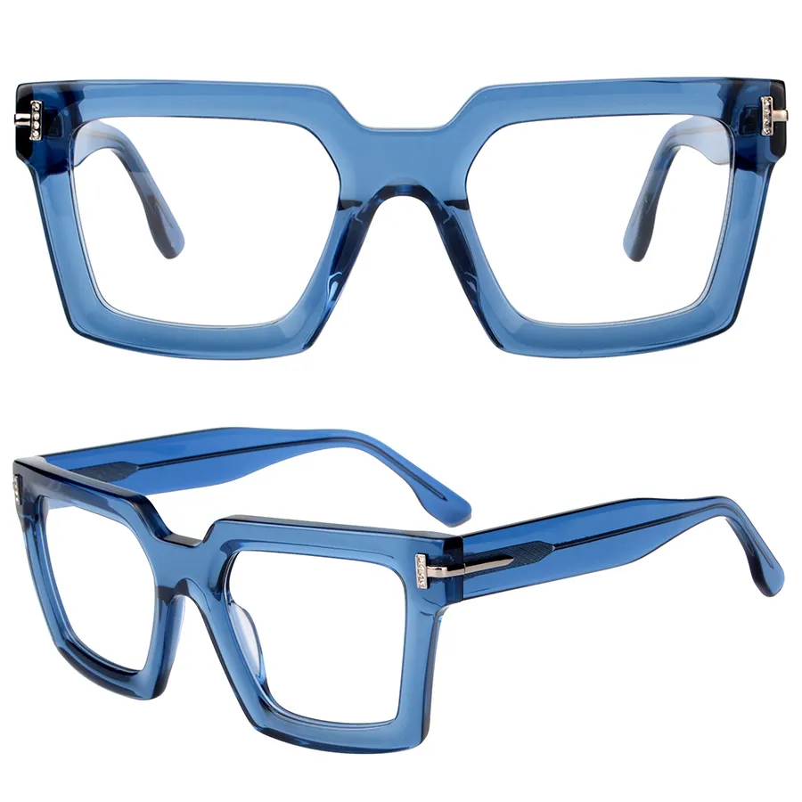 Top Quality Fiber Acetate Blue Light Block Glasses Anti-Blue Light Optical Glasses Lens Large Fashion Eyeglasses Frames