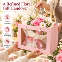 Sacs en papier de luxe pour fleurs avec fenêtre transparente et poignées en corde pour emballage de bouquets de fleuristes, vente en gros, commandes B2B personnalisées
