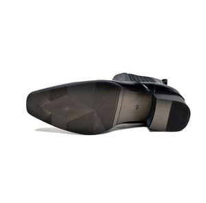 Bottes Chelsea en cuir à bout carré pour hommes, à enfiler, finition brillante, style simple, effet rehausseur, imperméables, hiver automne - Product Image 5