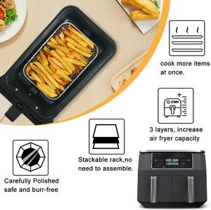 Juego de 3 Rejillas Rectangulares de Acero Inoxidable de Grado Alimenticio para Freidora de Aire, Cesta para Patatas Fritas, Cesta para Asar con Rejilla de Malla para Patatas Fritas, Empacado en Caja - Product Image 2
