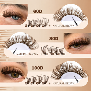 En gros, bouquets de <span class=keywords><strong>cils</strong></span> synthétiques faits main marron moka, effet pointu et effilé, aspect mouillé, style anime, ultra-légers, 12 rangées, <span class=keywords><strong>kit</strong></span> avec logo personnalisé - Product Image 2