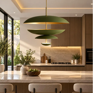Olive Green Layered Dome Pendant <b>Ceiling</b> <b>Light</b> <b>Modern</b> Tiered Hanging Chandelier for Living Room Dining Room and Kitchen - Product Image 3