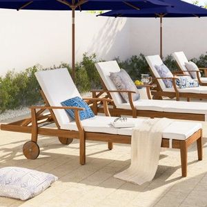 Tumbona ondulada para patio al aire libre, Playa y jardín portátil, campo, hotel, balcón, piscina, tumbona <span class=keywords><strong>de</strong></span> madera con ruedas - Product Image 4