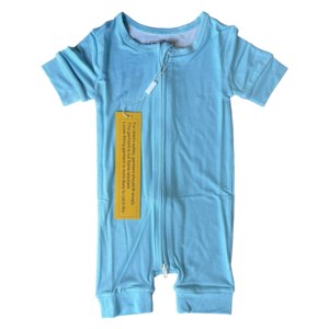 Combinaison bébé en bambou en gros, manches courtes, fermeture éclair bidirectionnelle, écologique, unisexe, nouveau-né à 1 an, vêtements pour enfants - Product Image 2