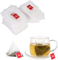 Sachets de thé pyramidaux compostables en fibre de maïs PLA avec étiquettes – Choix éco-responsable pour des rituels de thé durables