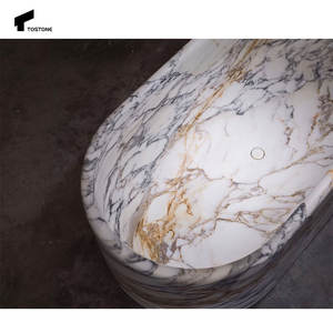 Tostone Arabescato Wit Marmer Ovale Vrijstaande Natuurstenen Badkuip Voor Thuis Villa Luxe Badkuip Wasruimte Decoratie - Product Image 4