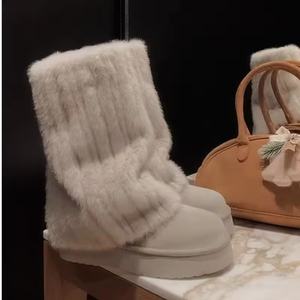 Trending Winter Snow Fur Women Waterproof Thermal Boots UGGS Classic Wholesale Custom Logo Furry Platform Moon Casual Boot - Product Image 2