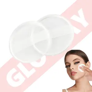Logotipo personalizado Elástico Transparente Redondo Facial Herramientas de belleza Silicona Maquillaje Esponja Cojín de aire lavable Cosmético Puff