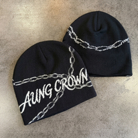 Gorro de Invierno Personalizado al por Mayor con Diseño Gráfico Y2K, Logotipo Impreso en Toda la Superficie, Reversible, Tejido Jacquard