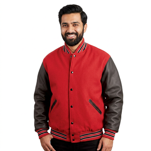 Breathable High Quality Men Varsity <b>Jackets</b> Wool Body Leather Sleeves Winter CollegeBaseballjacket for men - Product Image 1