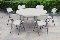 60-Zoll Klappbarer Kunststofftisch auf Lager für Outdoor-Events, Hochzeiten, Partys, Bankette, Hotels, Restaurants, Standardverpackung