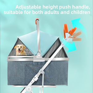 Chariot pliable de luxe réglable et durable pour animaux de compagnie (chiens et chats) à 4 roues, pour petits chiens, séparable, avec bouton de libération rapide - Product Image 4