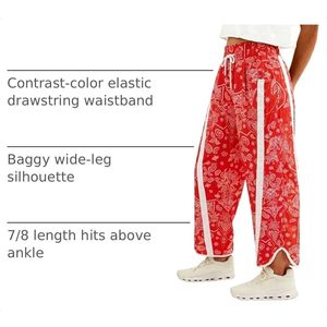 Pantalon de survêtement ample et large pour femme, taille haute élastique avec cordon de serrage, imprimé, idéal pour l'entraînement - Product Image 4