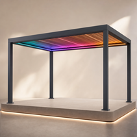Pérgola de Aluminio para Exteriores con Techo de Láminas Ajustables, Control Remoto, Toldo Bioclimático para Patio Trasero o Terraza