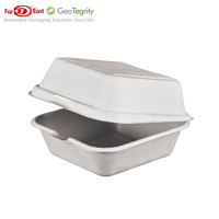 GeoTegrity Boîte de hamburger à emporter biodégradable jetable écologique en pâte de bagasse de canne à sucre