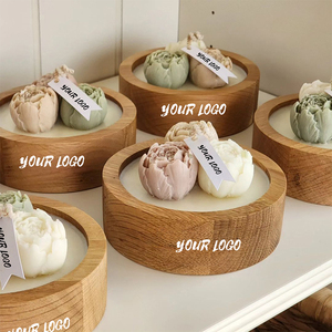 For Wooden Bowl Wood <b>Wick</b> Handmade Art Coconut Wax Woody Scented <b>Candle</b> Ramadan Holiday Luxury Customisable with Box - Product Image 4