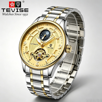 Montre mécanique automatique de luxe TEVISE avec tourbillon, montres personnalisées avec logo, étanches, pour hommes, Relojes Personalizados