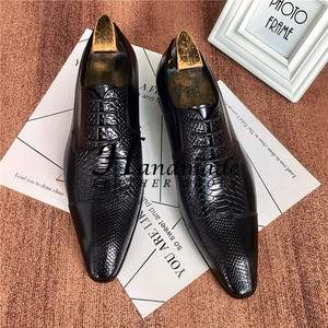 Zapatos de vestir a la moda, zapatos de cuero con punta en pico estilo inglés, zapatos formales con cordones para hombre, elegantes zapatos de peluquero - Product Image 5