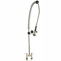 Robinet de cuisine commercial à montage sur plan, en laiton sans plomb, style pont, avec douchette extractible pour pré-évier