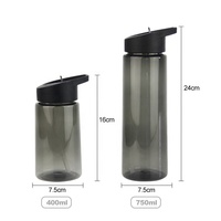 Bouteilles d'eau sport en plastique personnalisables 400ml/750ml avec logo, portables pour le camping, la randonnée et les voyages, avec couvercles à paille rabattable anti-fuite – Vente en gros