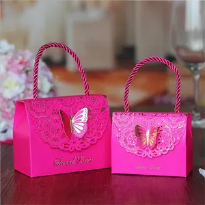 Creative Forest Series Laser Hollow Joy Candy Box Boîte de transport de poche Bow Candy Box Boîte de retour de compagnon de mariage