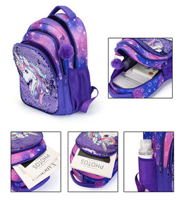 Set Zaino <span class=keywords><strong>Unicorno</strong></span> Carino 3 Pezzi con Paillettes Glitterate per Bambine e Ragazze, <span class=keywords><strong>Borsa</strong></span> Scuola per Studentesse delle Elementari con <span class=keywords><strong>Borsa</strong></span> Pranzo - Ingrosso Fabbrica - Product Image 4