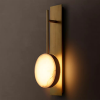 Applique murale en albâtre, design moderne, disque vertical, doré, pour salle de bain, chambre, chevet, couloir, hôtel, fournisseur d'éclairage OEM