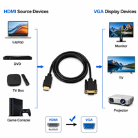 Adaptador HDMI a VGA Activo 1080P, Cable de 1.8m con Chip IC Integrado para Laptop, PC, Proyector, TV, Logotipo OEM, Conversor HDMI a VGA