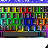 Clavier de jeu mécanique à 61 touches, trois modes, rétroéclairage RVB, sans fil, filaire, USB Type-C, pour bureau