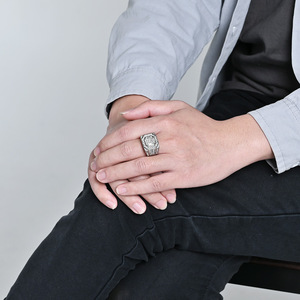 Men's Geometric <b>Titanium</b> Steel <b>Ring</b> Micro Pave Diamond Inlay Hip Hop Street Style Jewelry Gift - Product Image 2