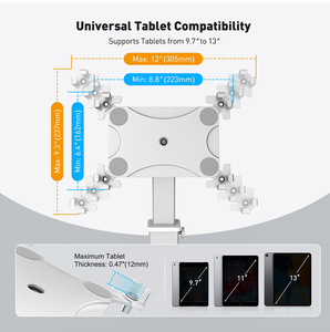 Adjustable Aluminum Alloy <strong>Tablet</strong> <strong>Stand</strong> Secure Locking Foldable Height Multi-Angle Ergonomic iPad Compatible Non-Slip Rubber Pads - Product Image 4