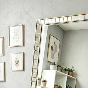 Specchio a Figura Intera con Cornice Dorata Personalizzabile nelle Dimensioni, Alta Definizione, Ideale per il <span class=keywords><strong>Soggiorno</strong></span> - Product Image 5